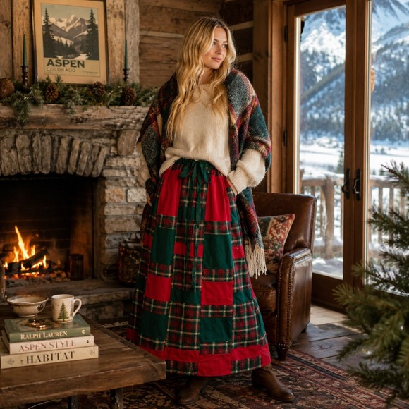 Mr. Hank Dresses & Skirts - VTG 70s Cottagecore Wool Patchwork Plaid Maxi Skirt Size Small Holiday Mr Hank